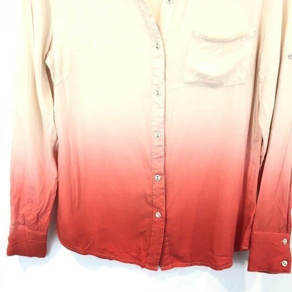 YA Los Angeles Ombre Button-Up Collared Shirt Pocket Roll Tab Sleeves Size S - Picture 3 of 8
